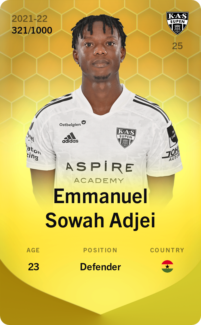 Sorare - Sorare Official - Emmanuel Sowah Adjei 2021-22 • Limited 321/1000 - NFT # 108513906161427427924235293643694995926975670190101650530085071133339461524635