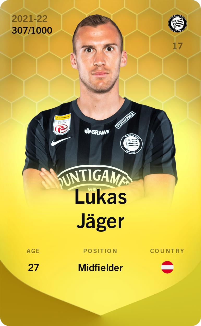 Sorare - Sorare Official - Lukas Jäger 2021-22 • Limited 307/1000 - NFT # 79521666060088690057267713277057845136501325283768157710213315959494799627416