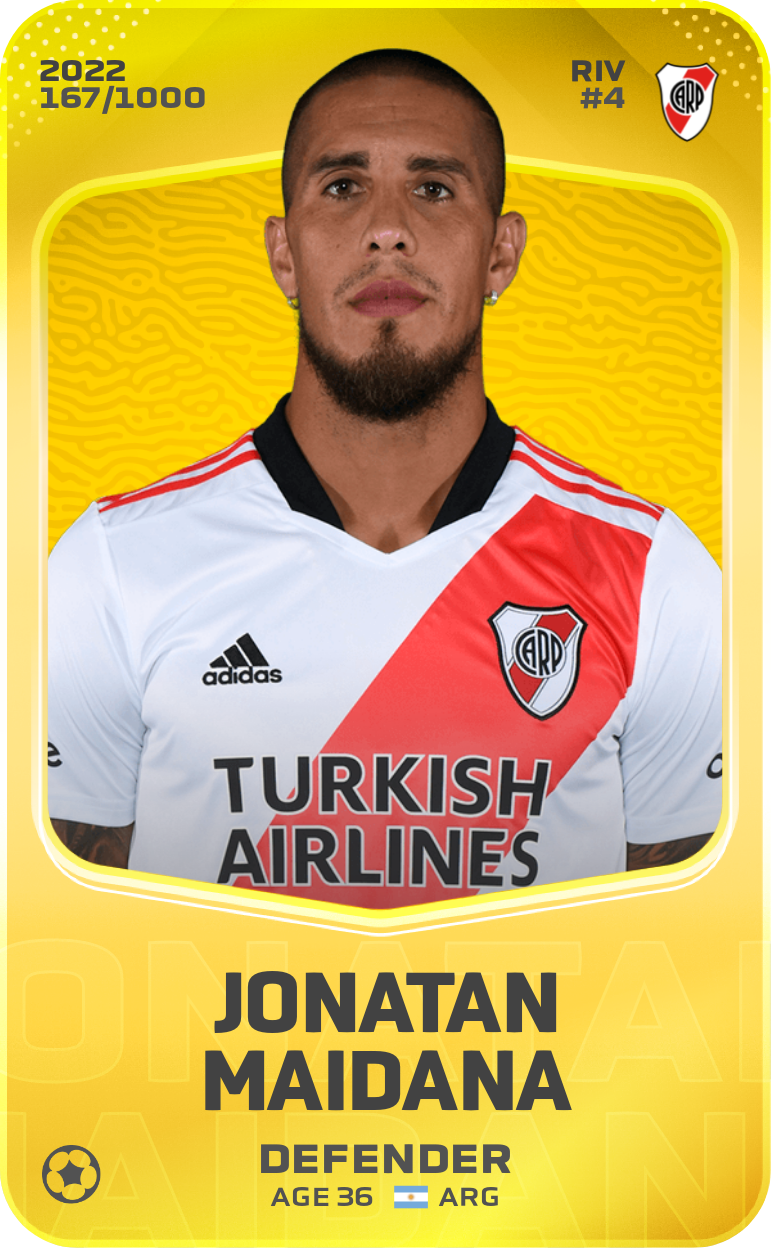 Sorare - Sorare Official - Jonatan Maidana 2022-23 • Limited 167/1000 - NFT # 26649795399456996338493246517477217544984956835308086163766846521503299124320