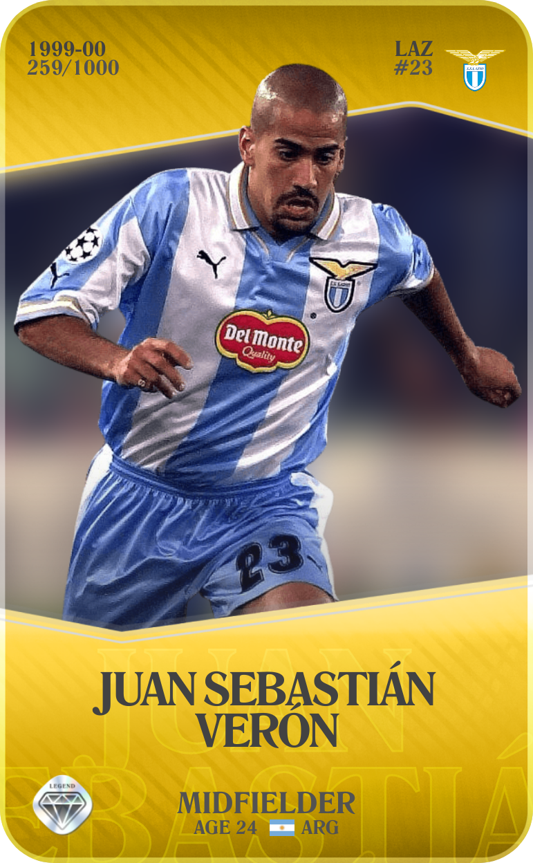 Sorare - Sorare Official - Juan Sebastián Verón 1999-00 • Limited 259/1000 - NFT # 98287689744163292870399419001955994651847996545923527095819464867558141624305
