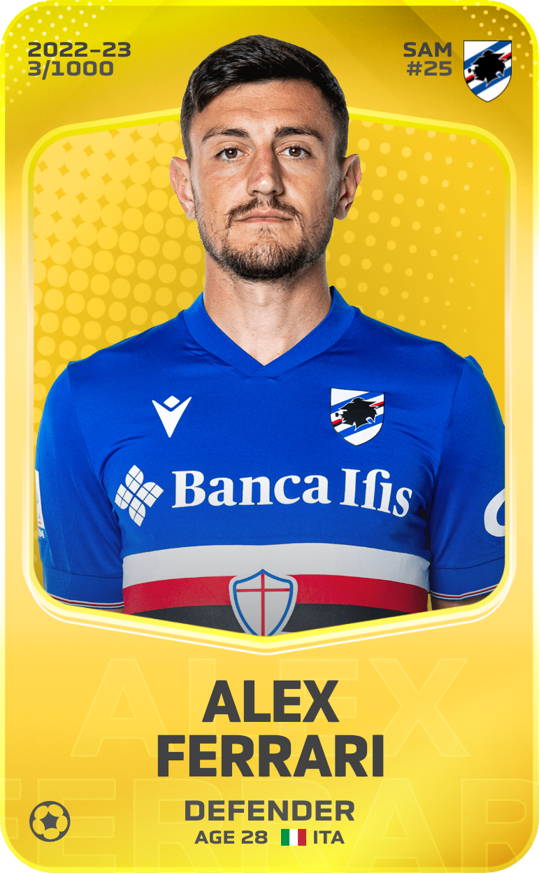 Sorare - Sorare Official - Alex Ferrari 2022-23 • Limited 3/1000 - NFT # 73723246463098961362217717151839322400112149840821733584355598441805624966119