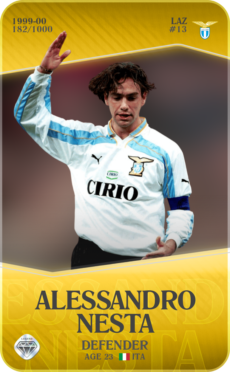 Sorare - Sorare Official - Alessandro Nesta 1999-00 • Limited 182/1000 - NFT # 105676502941668327643092396602098148035549913953383522233180123802804314630459