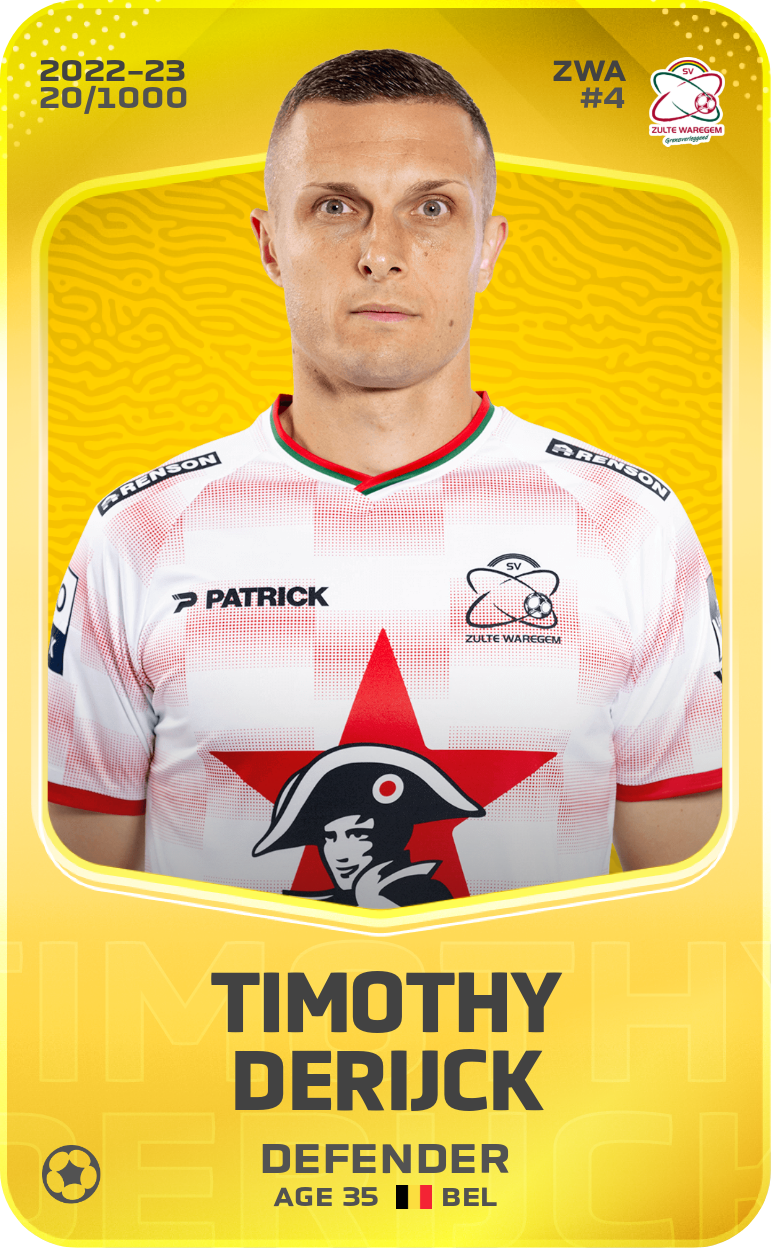 Sorare - Sorare Official - Timothy Derijck 2022-23 • Limited 20/1000 - NFT # 91829376862559085469305266753107783645891211832502372822412908747097728206145