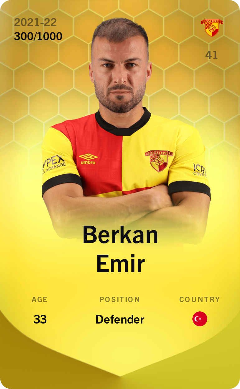 Sorare - Sorare Official - Berkan Emir 2021-22 • Limited 300/1000 - NFT # 41758184749371840959112292105233837650421252950393484152263712752064888114984