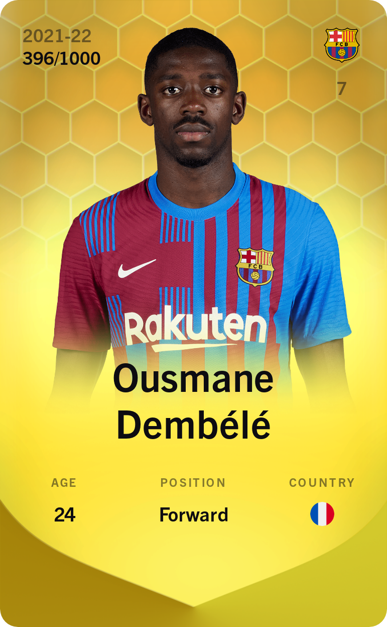 Sorare - Sorare Official - Ousmane Dembélé 2021-22 • Limited 396/1000 - NFT # 77677782112858989901396839500077716970462668018049342753241593924726822014611