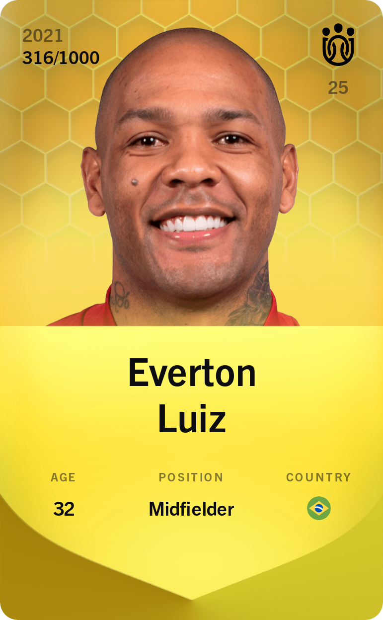 Sorare - Sorare Official - Everton Luiz 2021-22 • Limited 316/1000 - NFT # 58479185734364839027026488381783698834583885841968648541292708172825474149974