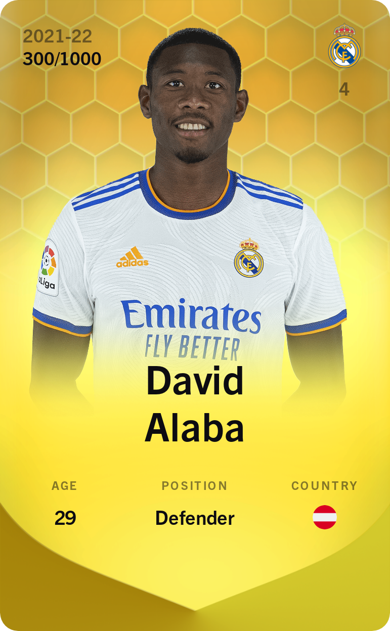 Sorare - Sorare Official - David Alaba 2021-22 • Limited 300/1000 - NFT # 39258304913296341653400611862908692024074111979768620686764953117598629272744