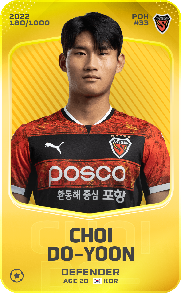 Sorare - Sorare Official - Choi Do-Yoon 2022-23 • Limited 180/1000 - NFT # 73109634877374912014844735788189903455557993643939361799356450704365399993829