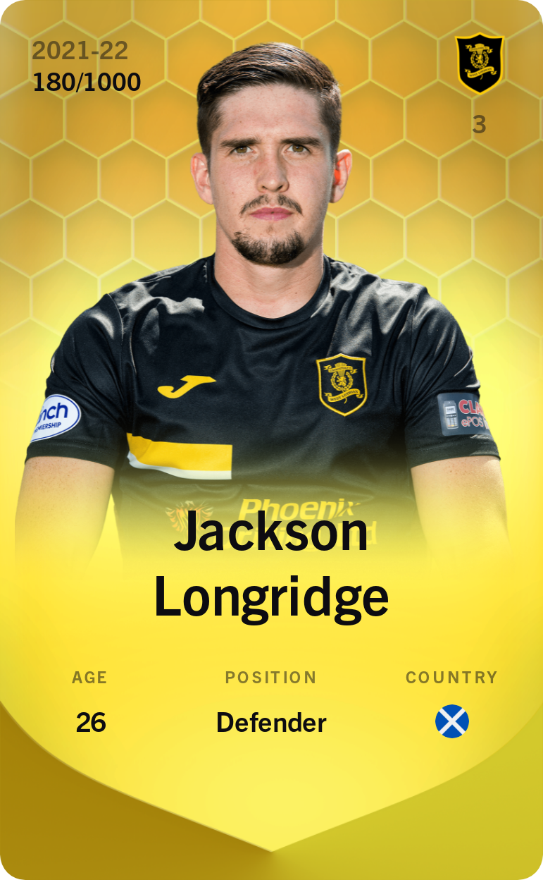 Sorare - Sorare Official - Jackson Longridge 2021-22 • Limited 180/1000 - NFT # 31742608956357472096447128888216279483232021251668665780809069643285387452998