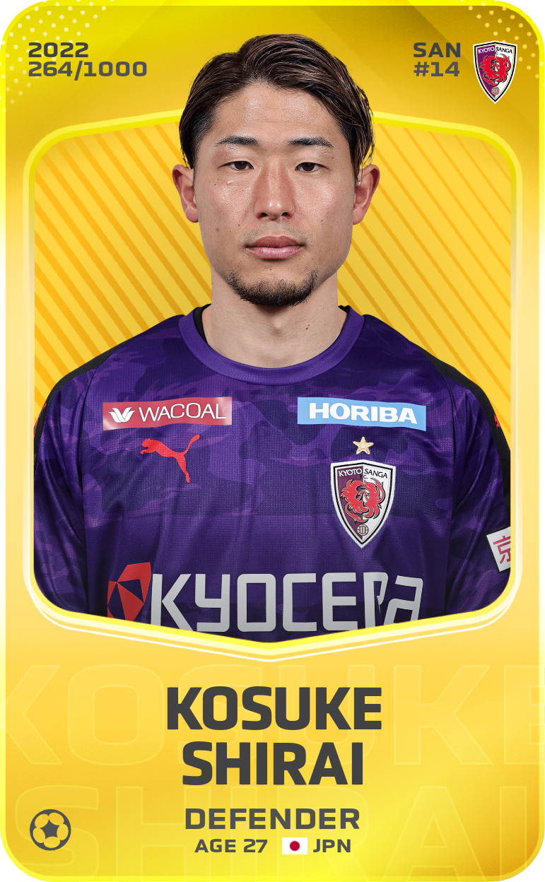 Sorare - Sorare Official - Kosuke Shirai 2022-23 • Limited 264/1000 - NFT # 62699328517461397654940288090135987420938272174529361363814766059070349260285