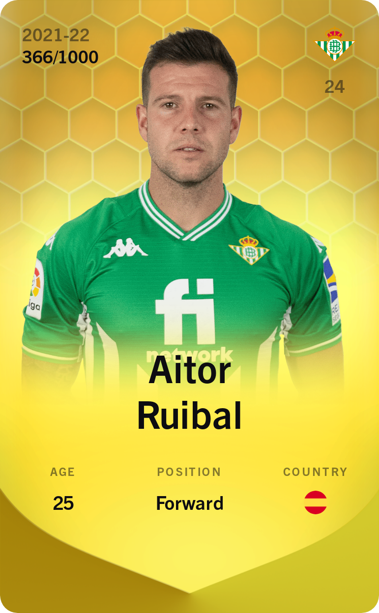 Sorare - Sorare Official - Aitor Ruibal 2021-22 • Limited 366/1000 - NFT # 94954722435058747493892451433623317808767125331648386614118939983812309033766