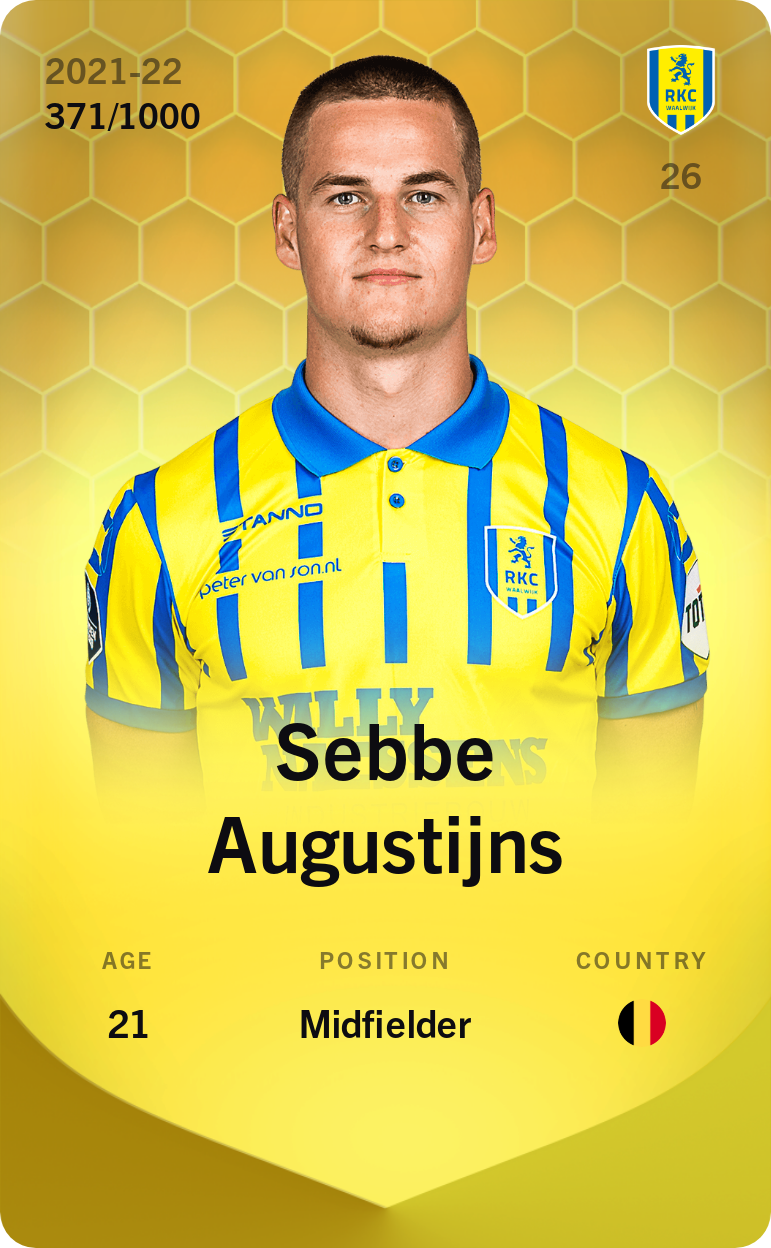 Sorare - Sorare Official - Sebbe Augustijns 2021-22 • Limited 371/1000 - NFT # 19259651470062395228405781595076695291476528839461507890637213531066508511224