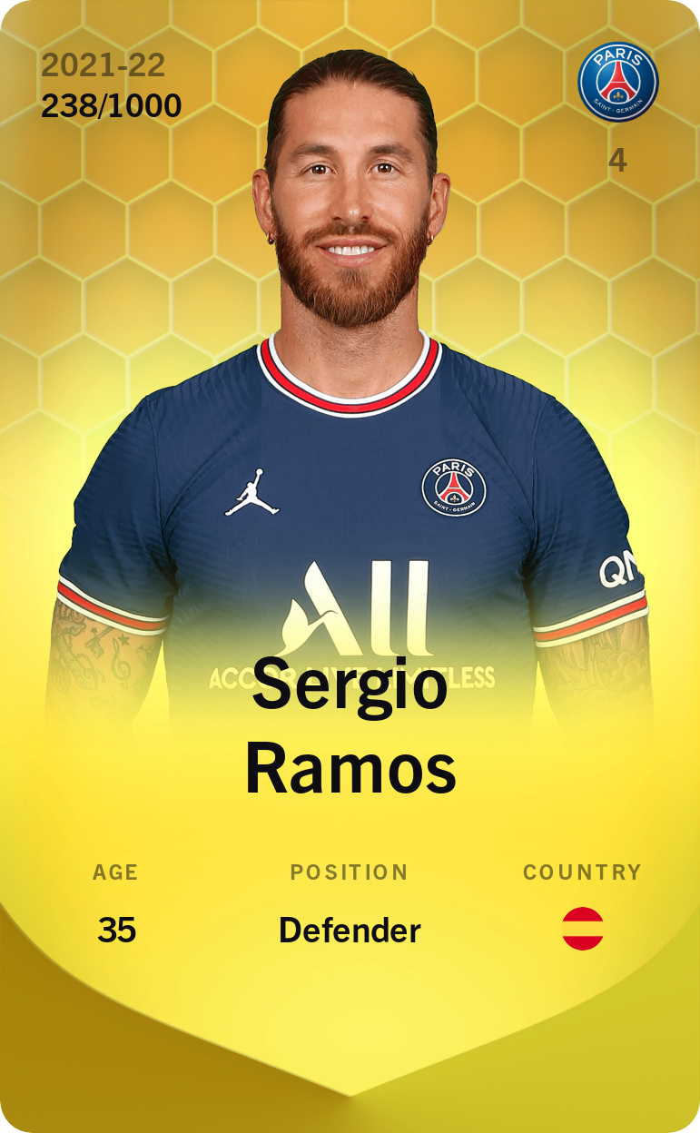 Sorare - Sorare Official - Sergio Ramos 2021-22 • Limited 238/1000 - NFT # 40852592660244745071624376883185247185898851657309625328665751434027925169353