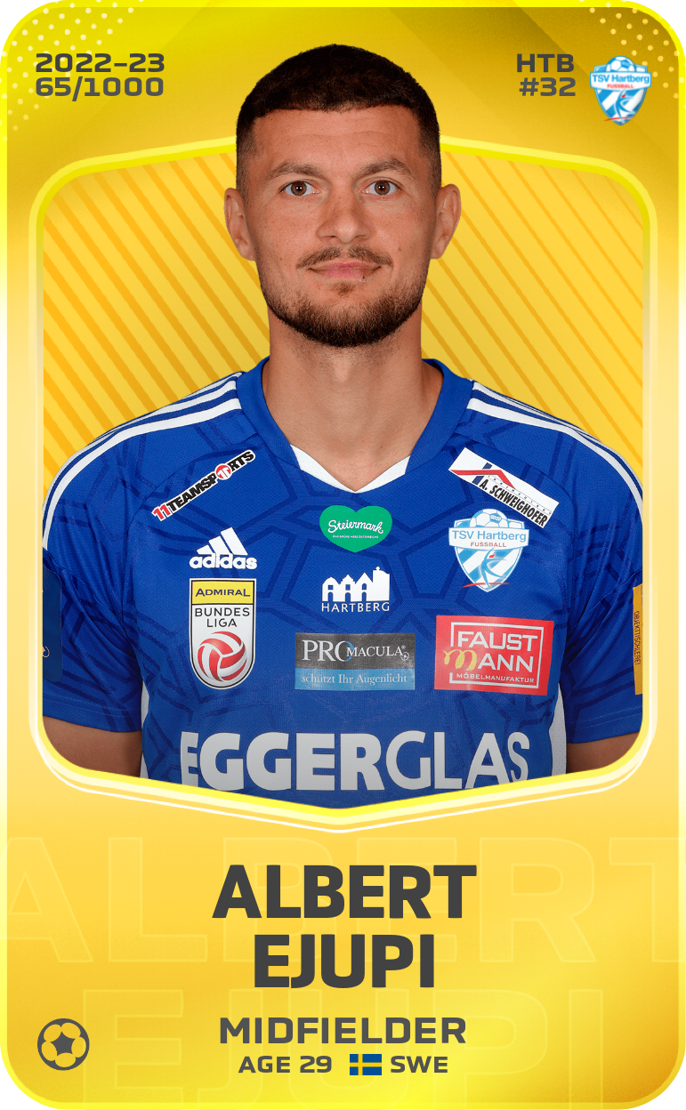 Sorare - Sorare Official - Albert Ejupi 2022-23 • Limited 65/1000 - NFT # 72761767283467775347393499844459310795819178058055081767693952639587128112476