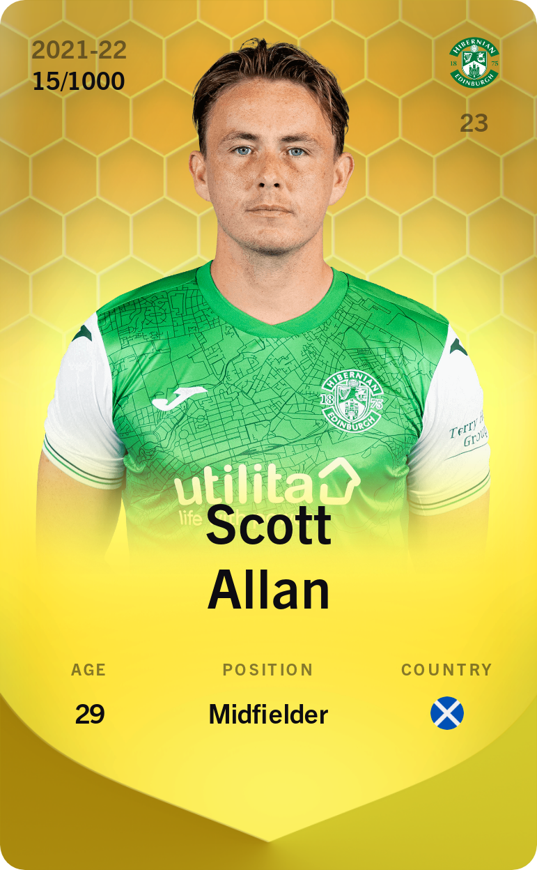 Sorare - Sorare Official - Scott Allan 2021-22 • Limited 15/1000 - NFT # 24471911347278483637332156422134465317661783491182543973646182457520608975829