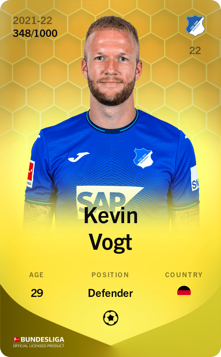 Sorare - Sorare Official - Kevin Vogt 2021-22 • Limited 348/1000 - NFT # 59990503574921728002557041567965753570158566329367684744823623217622091823746