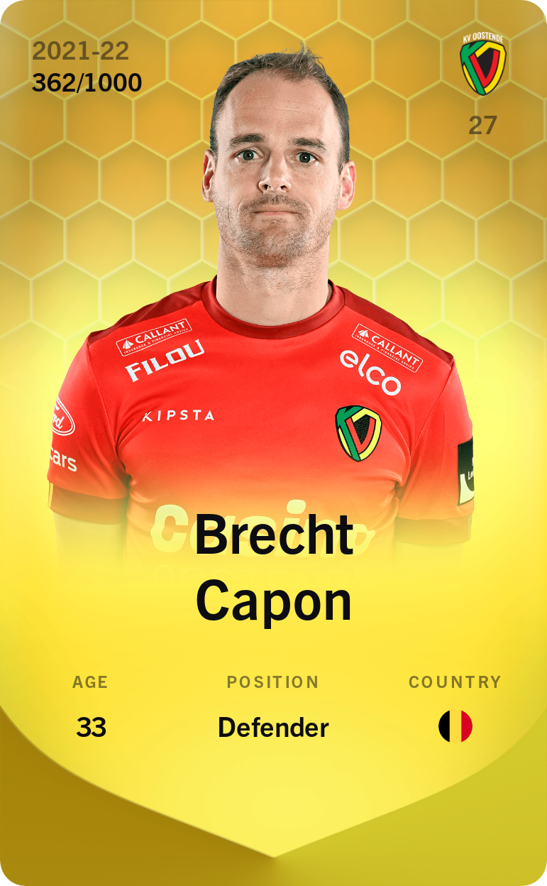 Sorare - Sorare Official - Brecht Capon 2021-22 • Limited 362/1000 - NFT # 93712513445279083257954165158541681671478353811445095221231303876468622868186