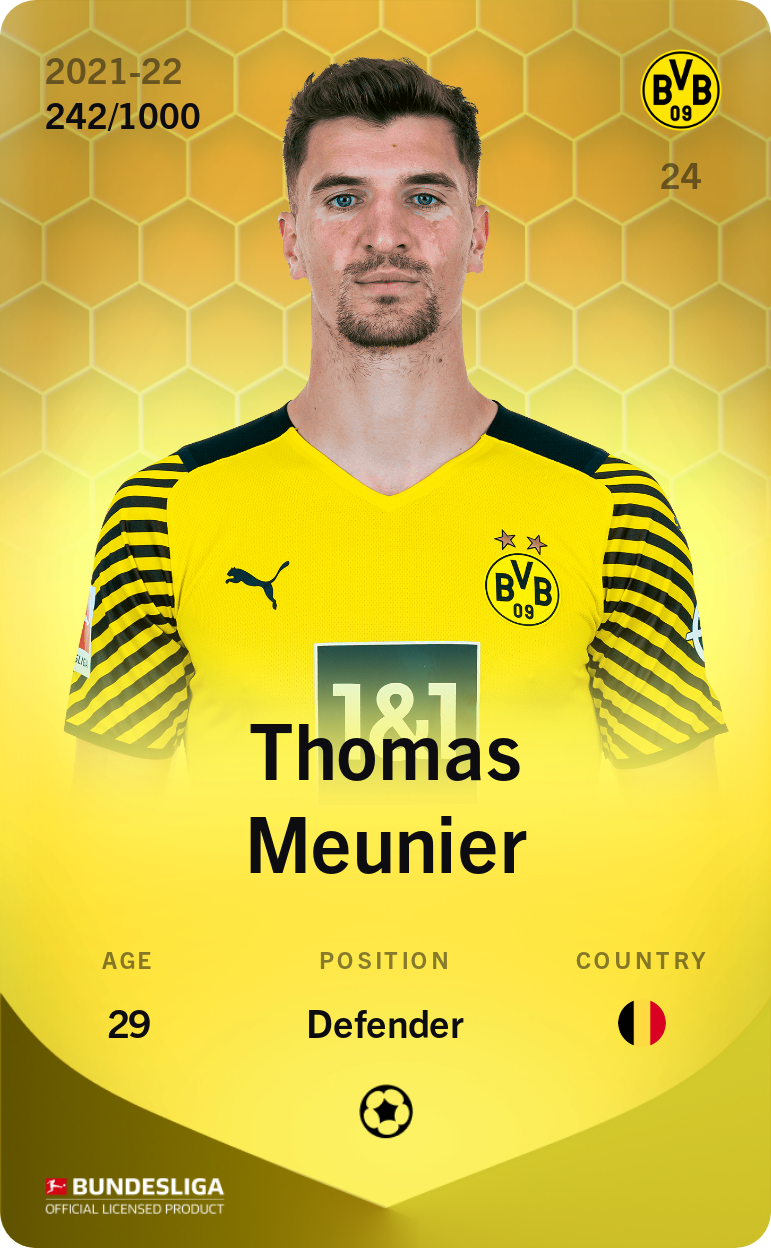Sorare - Sorare Official - Thomas Meunier 2021-22 • Limited 242/1000 - NFT # 90433168233938840712621639627128108418688703367710220496550527712548591027075