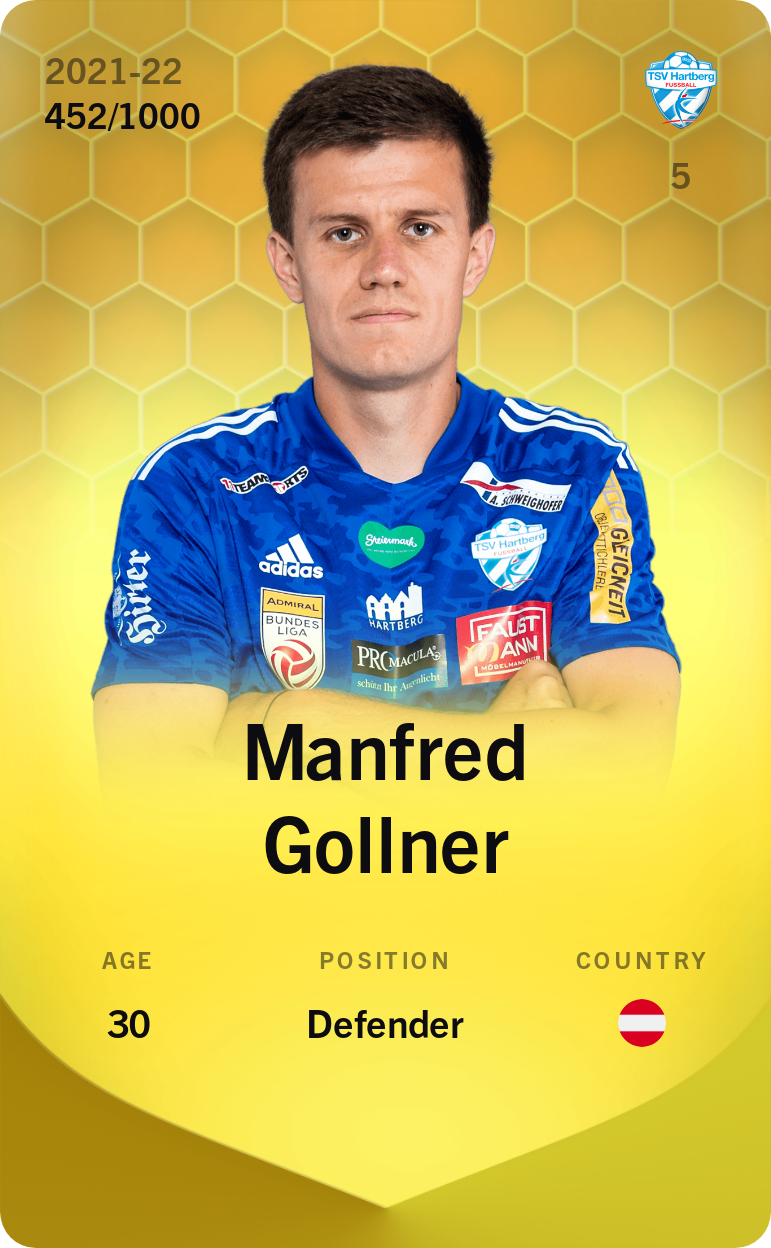 Sorare - Sorare Official - Manfred Gollner 2021-22 • Limited 452/1000 - NFT # 87123049749464096278306959741118220535408032979013253499231543681785610990489