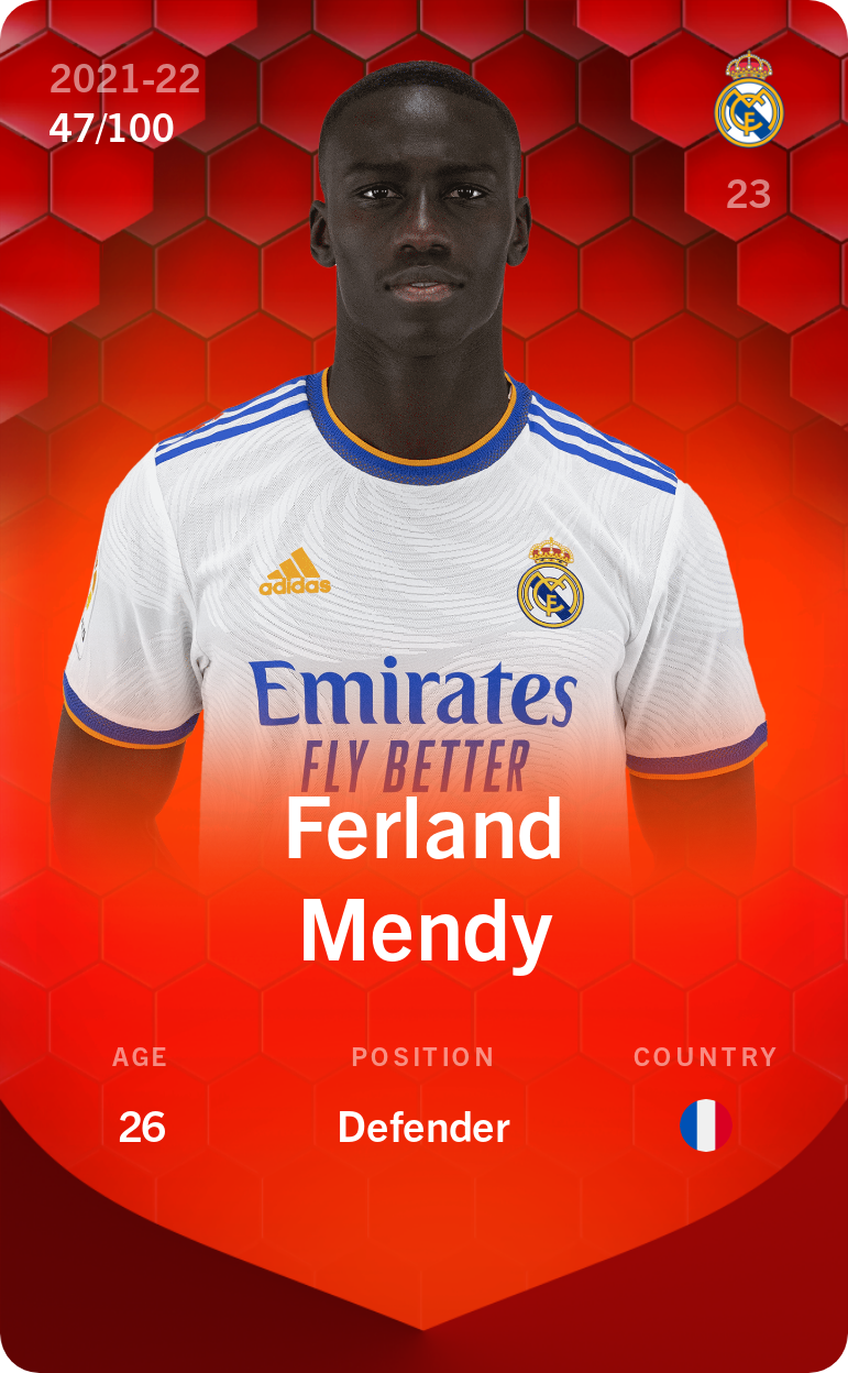 Sorare - Sorare Official - Ferland Mendy 2021-22 • Rare 47/100 - NFT # 111245128875047189363528623733239742780765144229284657373203666226891418376894