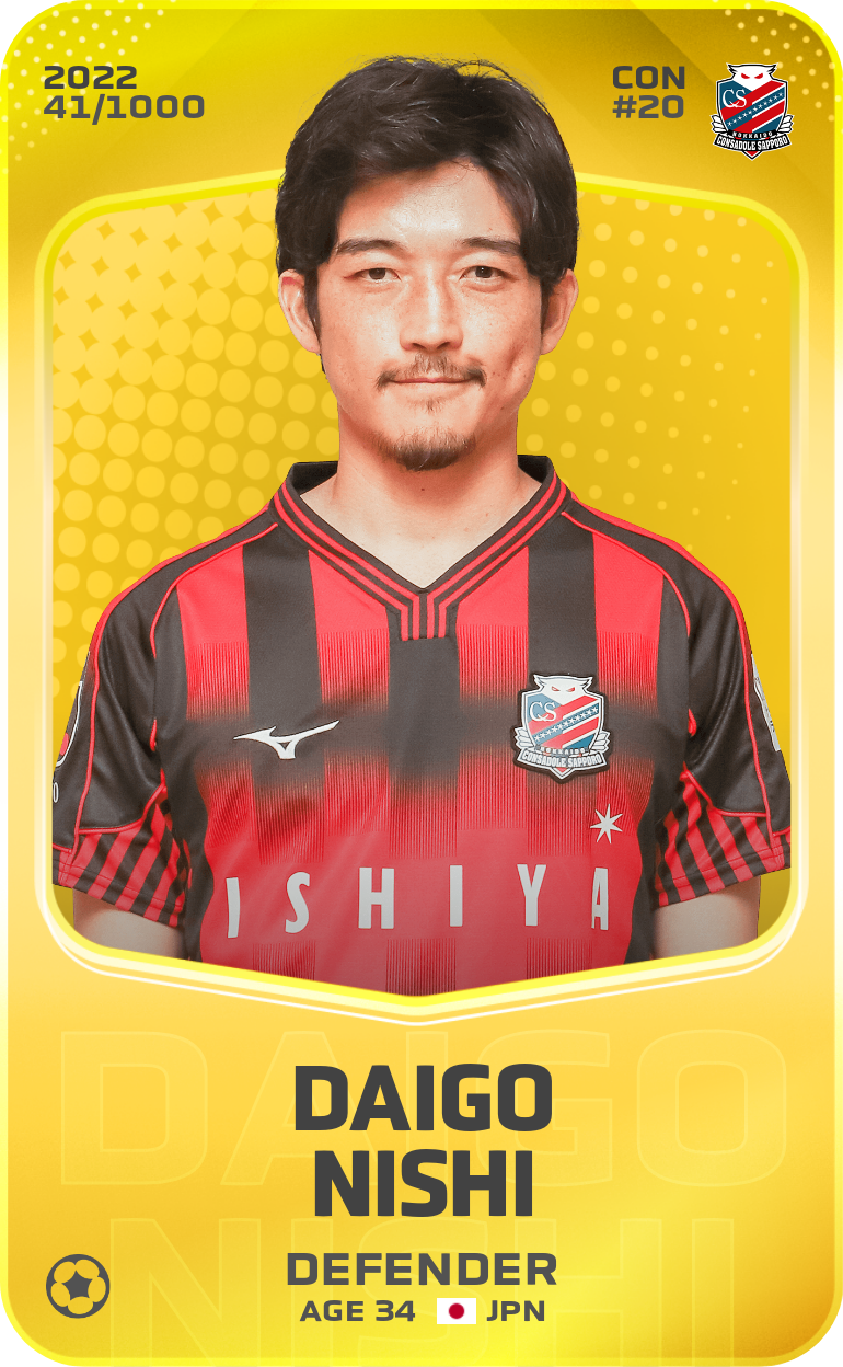 Sorare - Sorare Official - Daigo Nishi 2022-23 • Limited 41/1000 - NFT # 42397735310470363069124456273594978100953659347098483824850283901024007720127