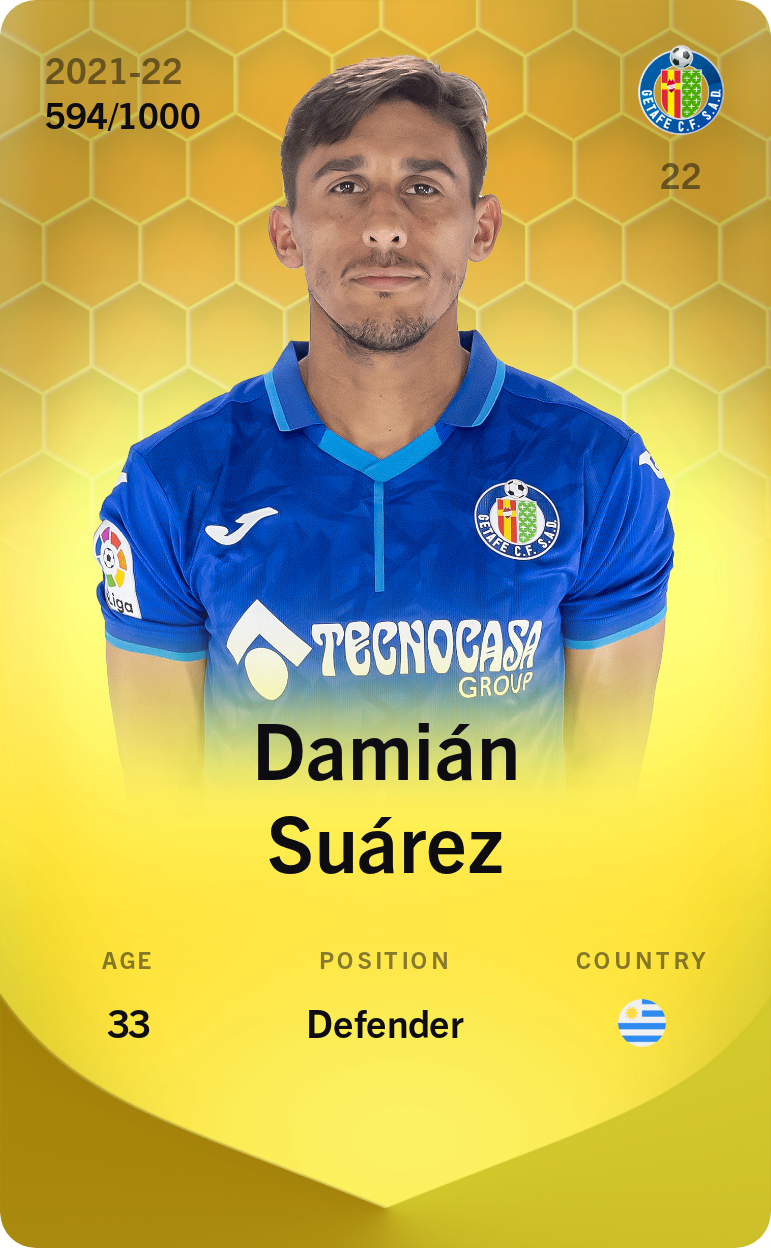 Sorare - Sorare Official - Damián Suárez 2021-22 • Limited 594/1000 - NFT # 43551051161506925292274284525036052007342388232067756302270768003864560145090