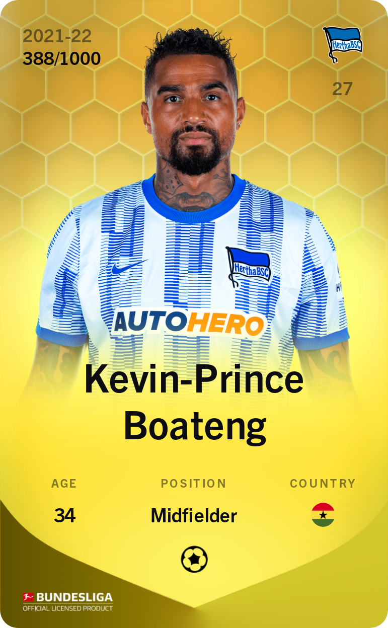 Sorare - Sorare Official - Kevin-Prince Boateng 2021-22 • Limited 388/1000 - NFT # 15573965245124528798844771617321441377987244789453717497971489454600670380303