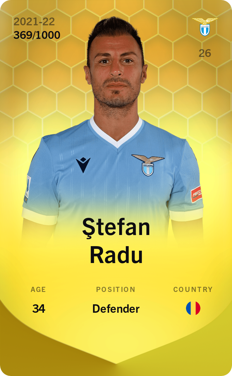 Sorare - Sorare Official - Ştefan Radu 2021-22 • Limited 369/1000 - NFT # 35623664693111666616900983188327686721956324851789374908531272280160089340501