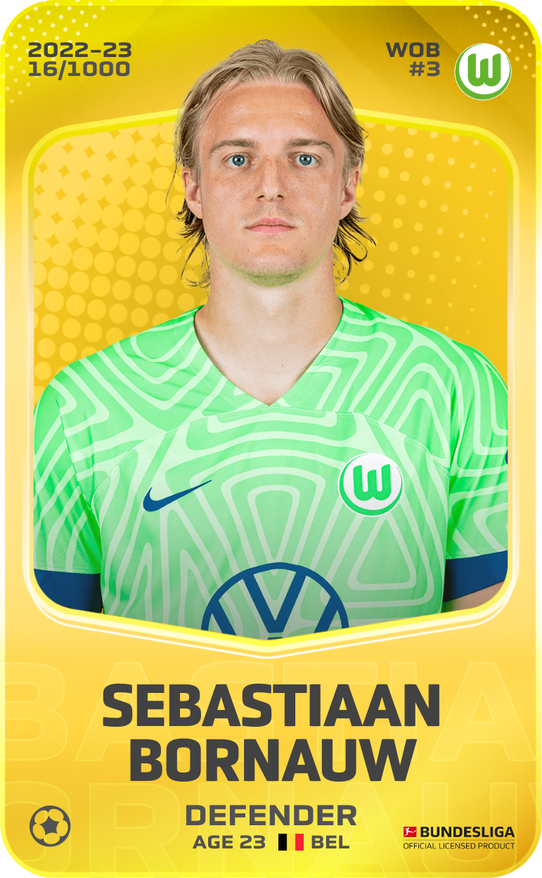 Sorare - Sorare Official - Sebastiaan Bornauw 2022-23 • Limited 16/1000 - NFT # 89490938475138161829496765796716571804587419887416704050080944206243869428927