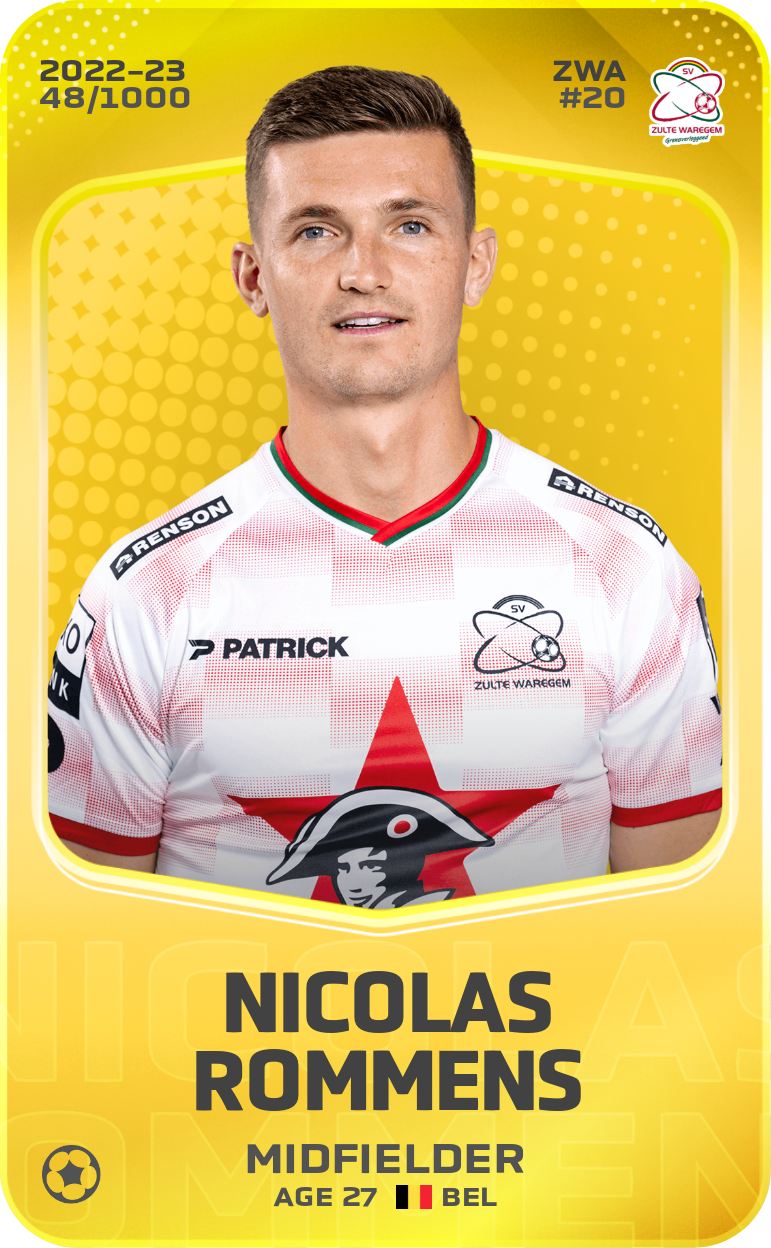 Sorare - Sorare Official - Nicolas Rommens 2022-23 • Limited 48/1000 - NFT # 10354885636299322382772790100558655153780344029756019724068044526652523857193