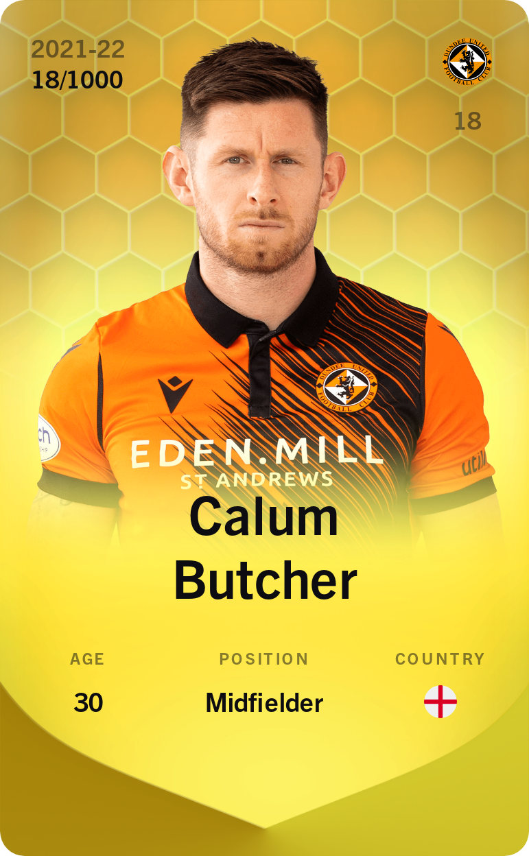 Sorare - Sorare Official - Calum Butcher 2021-22 • Limited 18/1000 - NFT # 21756236738447155247510910937796190462956559142604009910646363899839181819210