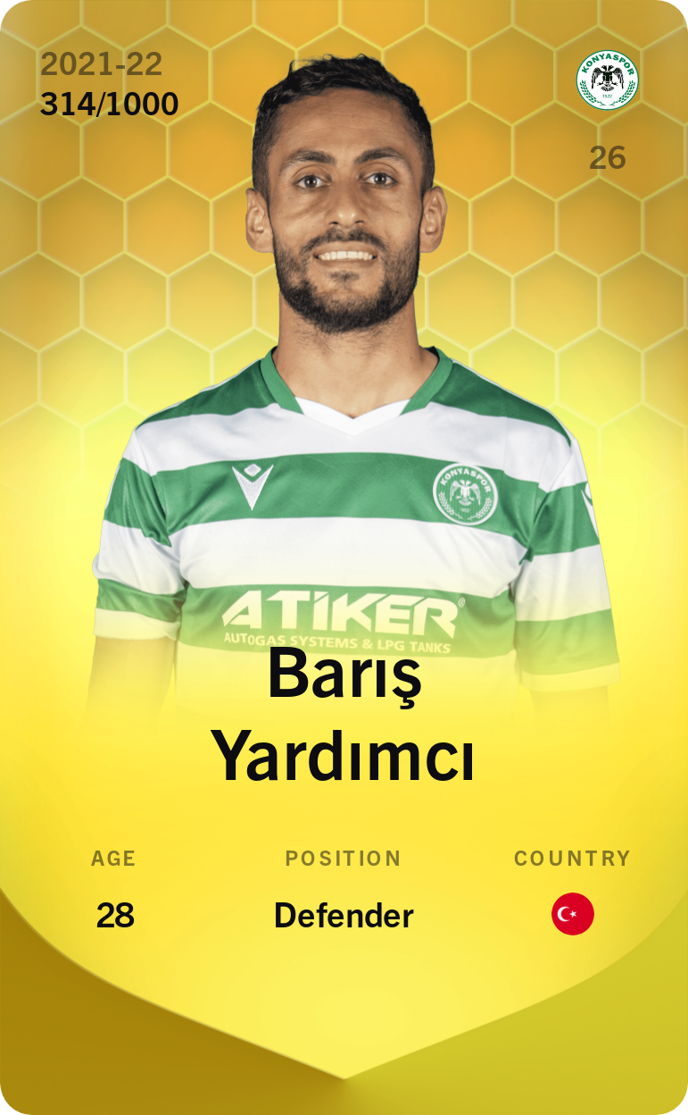 Sorare - Sorare Official - Barış Yardımcı 2021-22 • Limited 314/1000 - NFT # 36578830970361810433629845773028014043469487842085963801800474288467599116231