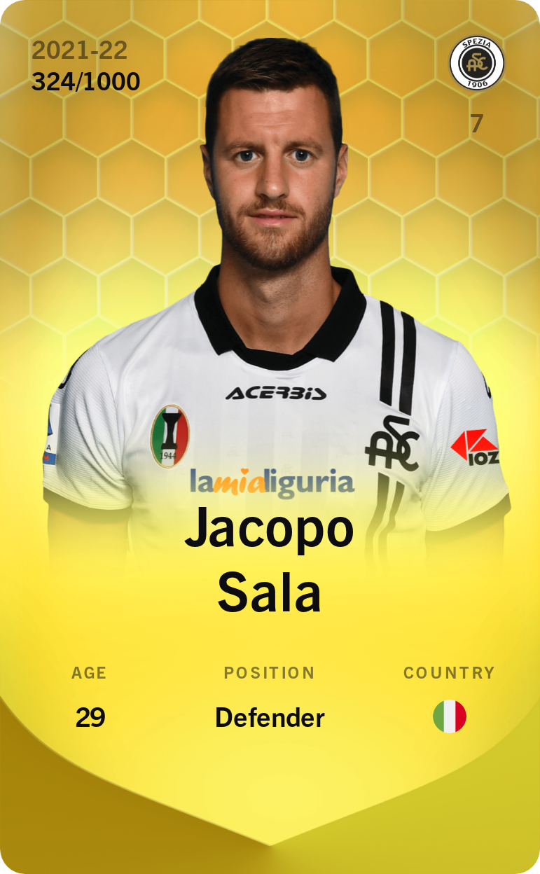 Sorare - Sorare Official - Jacopo Sala 2021-22 • Limited 324/1000 - NFT # 30641003284696291824137687774726191435705003555810840263588868316378807695094