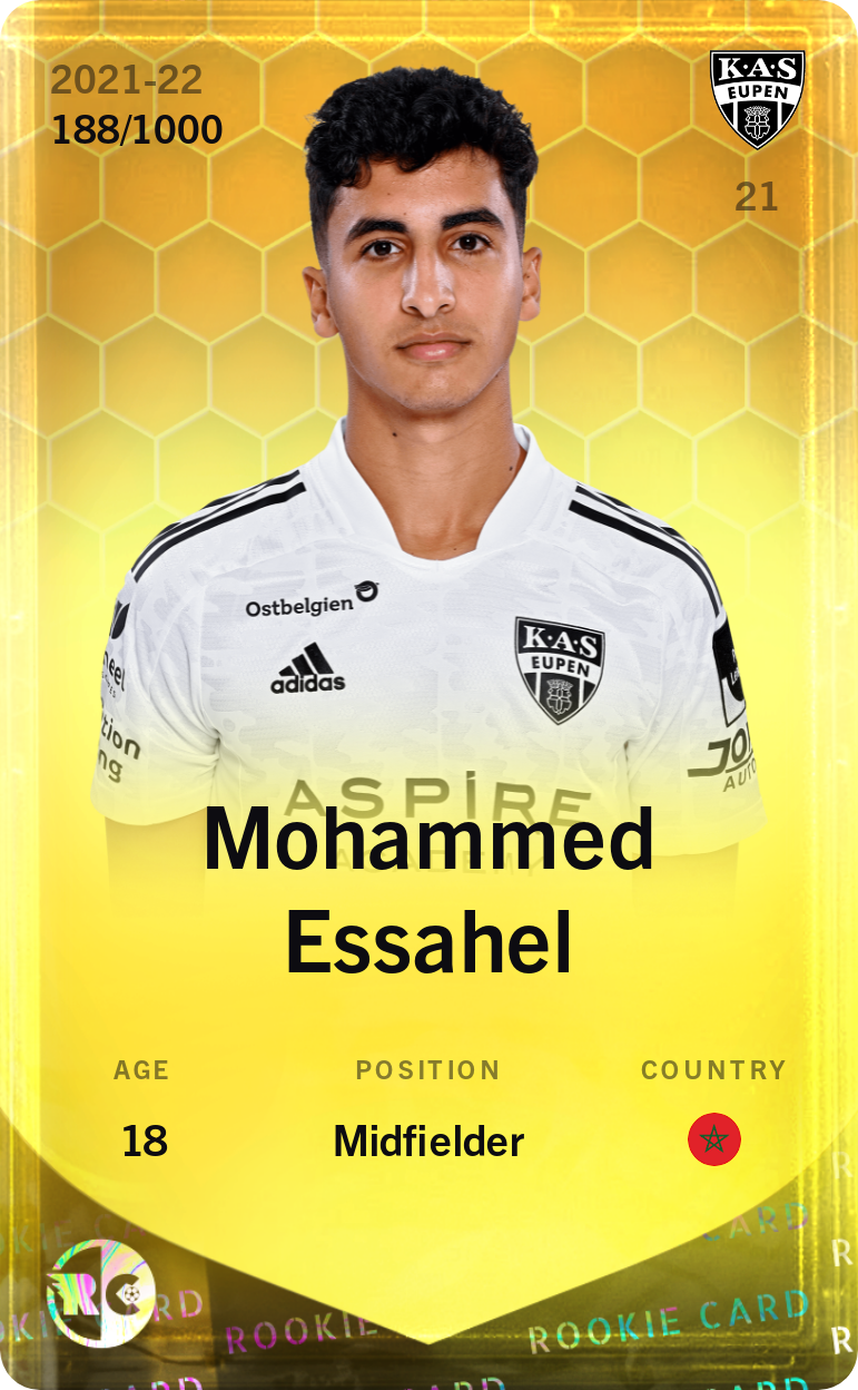 Sorare - Sorare Official - Mohammed Essahel 2021-22 • Limited 188/1000 - NFT # 62079524862159486294844709822054045654624395346289468313049472126804623689032
