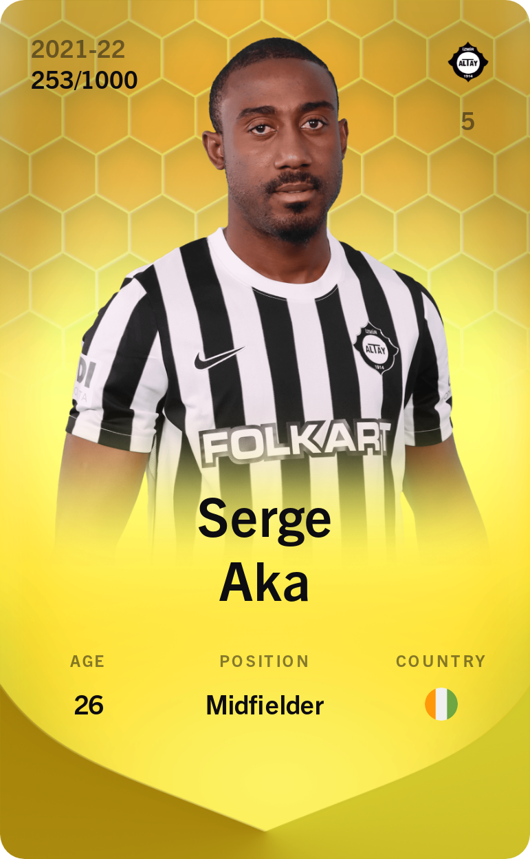 Sorare - Sorare Official - Serge Aka 2021-22 • Limited 253/1000 - NFT # 16982586250686011564369233315073289502919208712712414268396690519693638457805