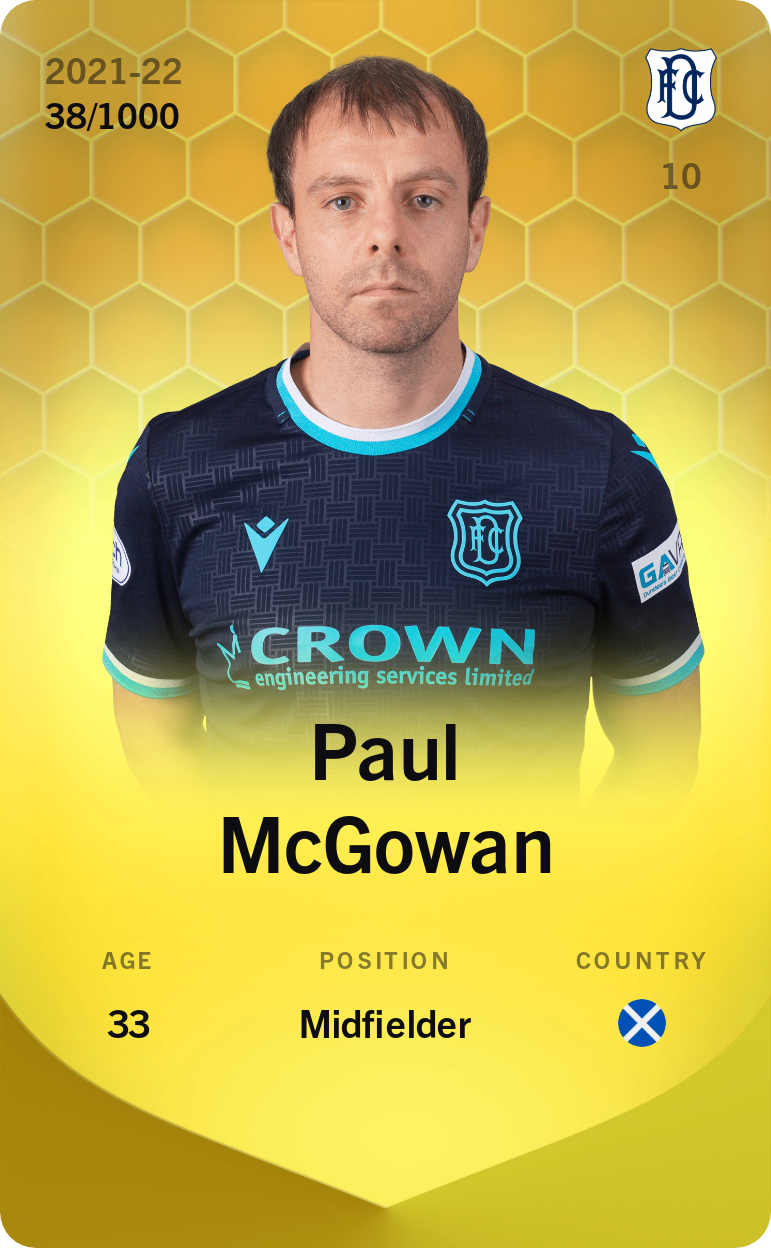 Sorare - Sorare Official - Paul McGowan 2021-22 • Limited 38/1000 - NFT # 3565424297786893547947966109956597759510225083807389551570289568979037046042