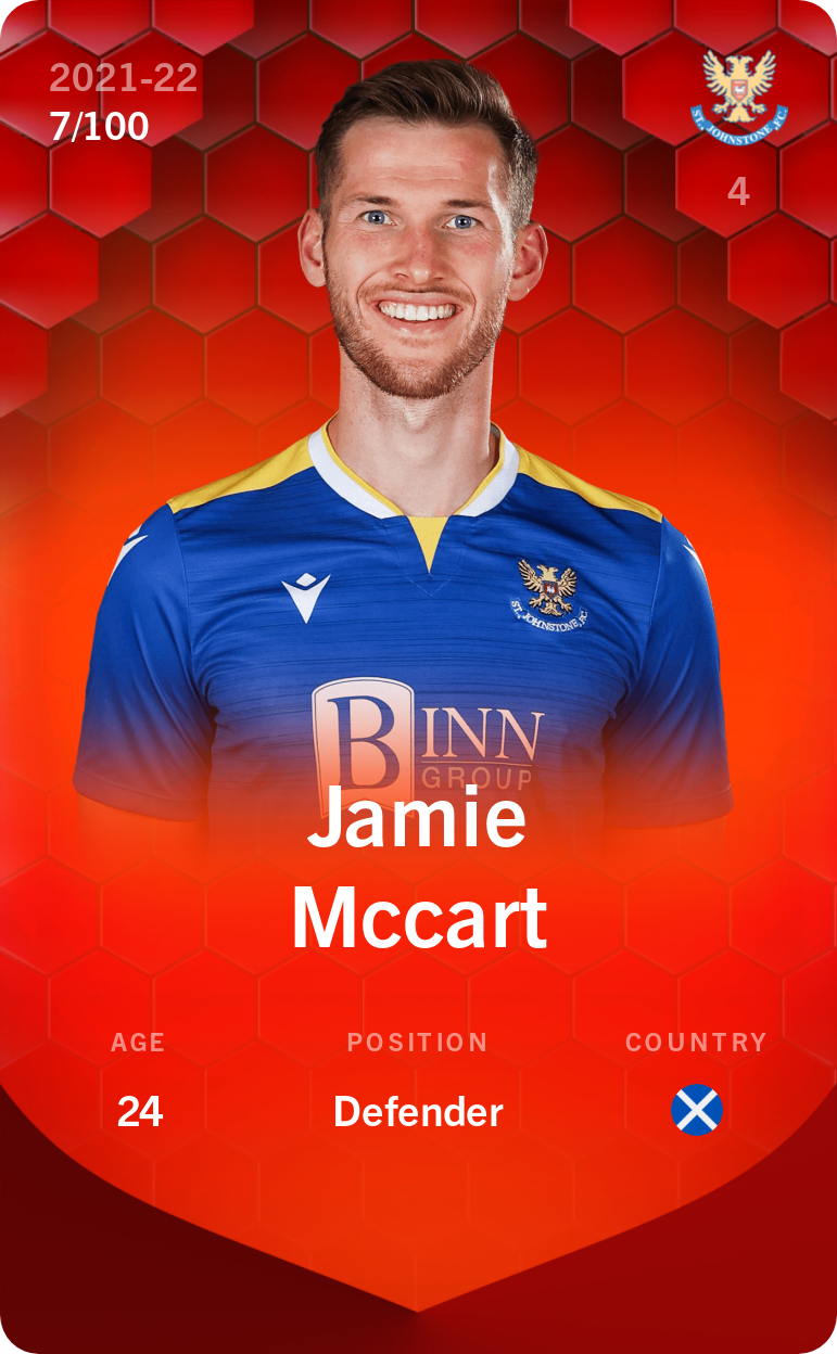 Sorare - Sorare Official - Jamie Mccart 2021-22 • Rare 7/100 - NFT # 90293699394110389362960633881076526630536393252309842961641131948054841395613