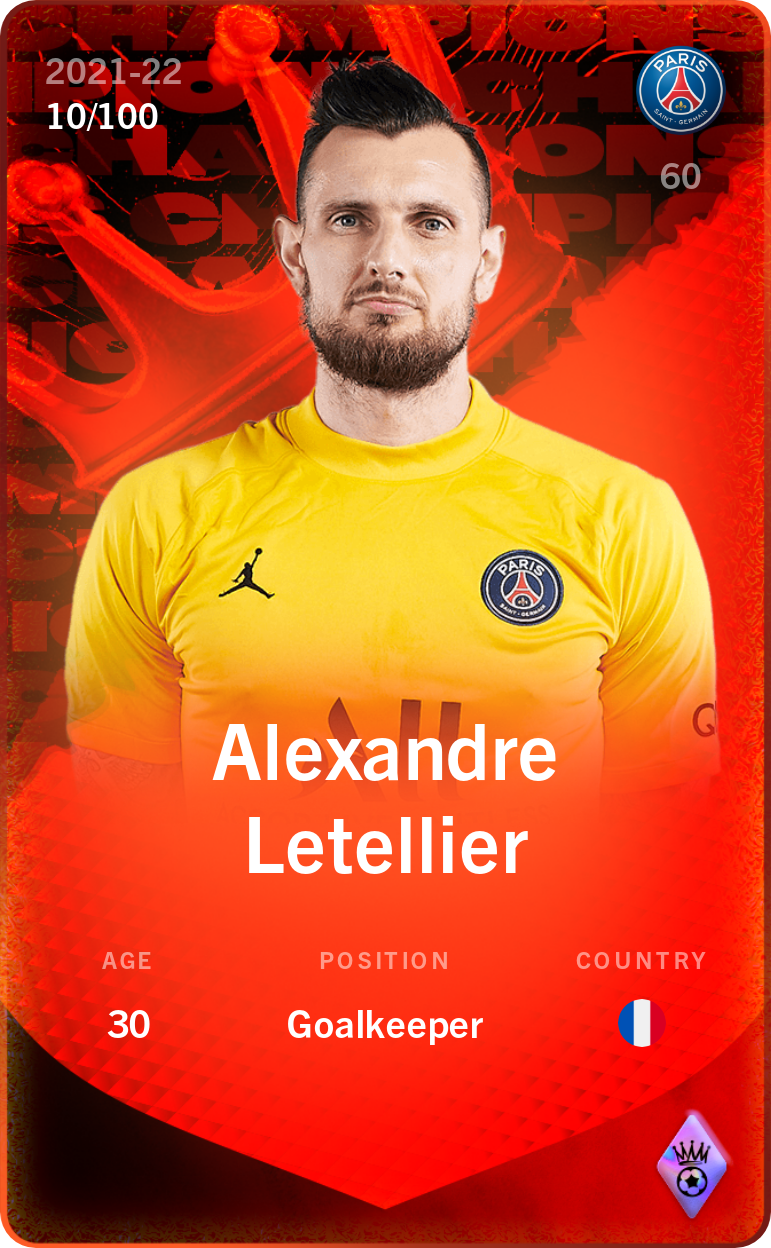 Sorare - Sorare Official - Alexandre Letellier 2021-22 • Rare 10/100 - NFT # 75472032610013699071528334886505830212847207665597266858010115562083310942214