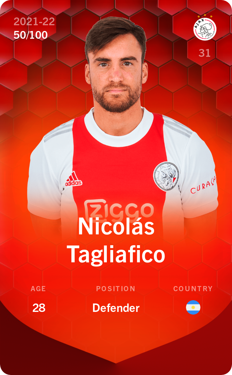 Sorare - Sorare Official - Nicolás Tagliafico 2021-22 • Rare 50/100 - NFT # 37902986290938427715992355306214173494178758259042082124937869259270153556783