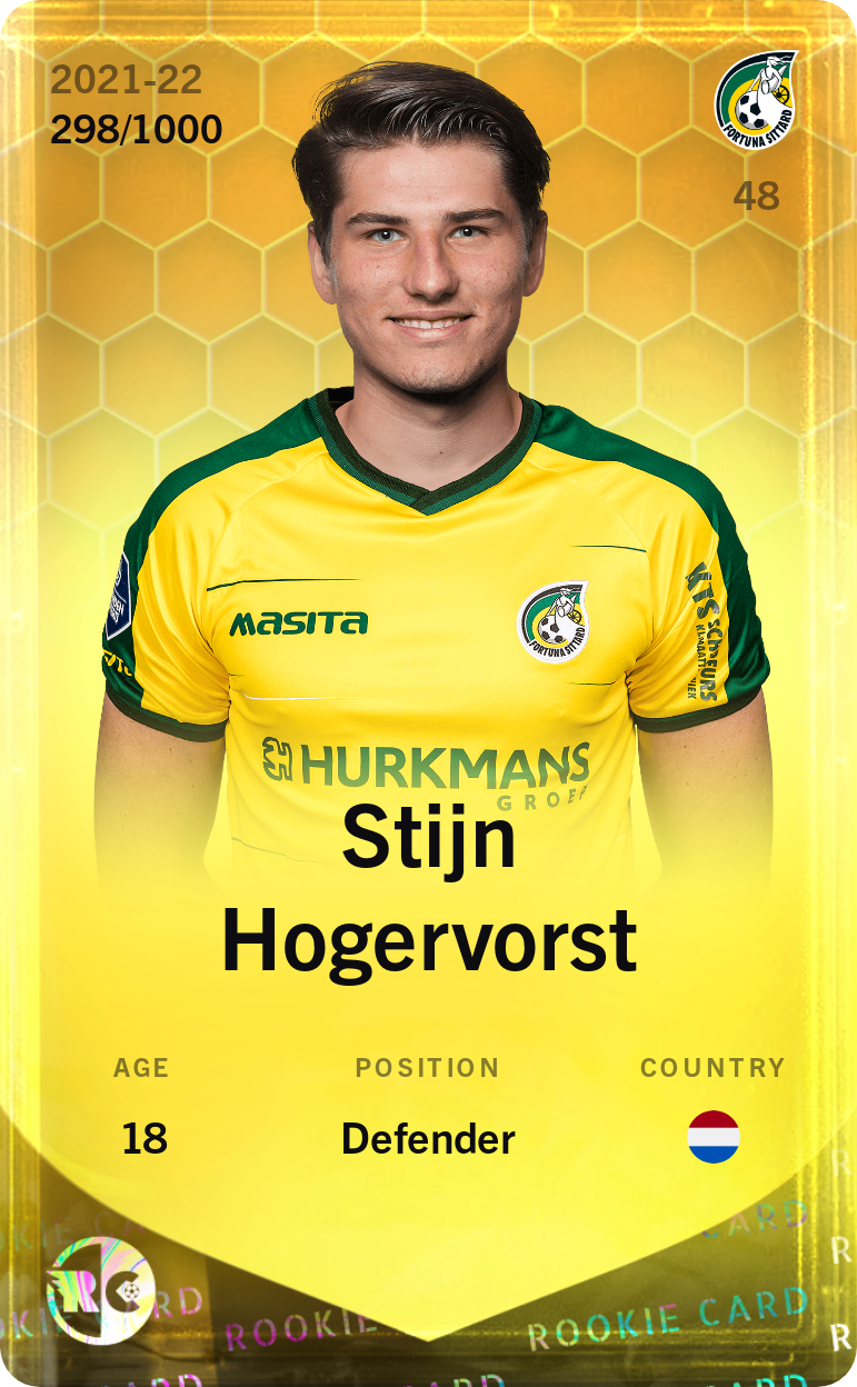 Sorare - Sorare Official - Stijn Hogervorst 2021-22 • Limited 298/1000 - NFT # 40304058548965080233427282803080794009391604000365989972563986161068171589798