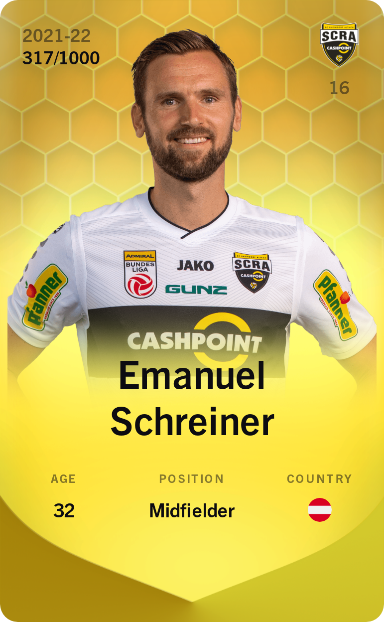 Sorare - Sorare Official - Emanuel Schreiner 2021-22 • Limited 317/1000 - NFT # 5942522562441330113318902840701570131265218171134534651456273942148148097799