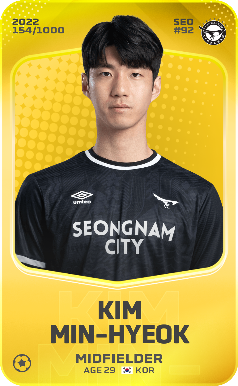 Sorare - Sorare Official - Kim Min-Hyeok 2022-23 • Limited 154/1000 - NFT # 70838556059153503833570072427167077653960070454994628234663574473732850764533