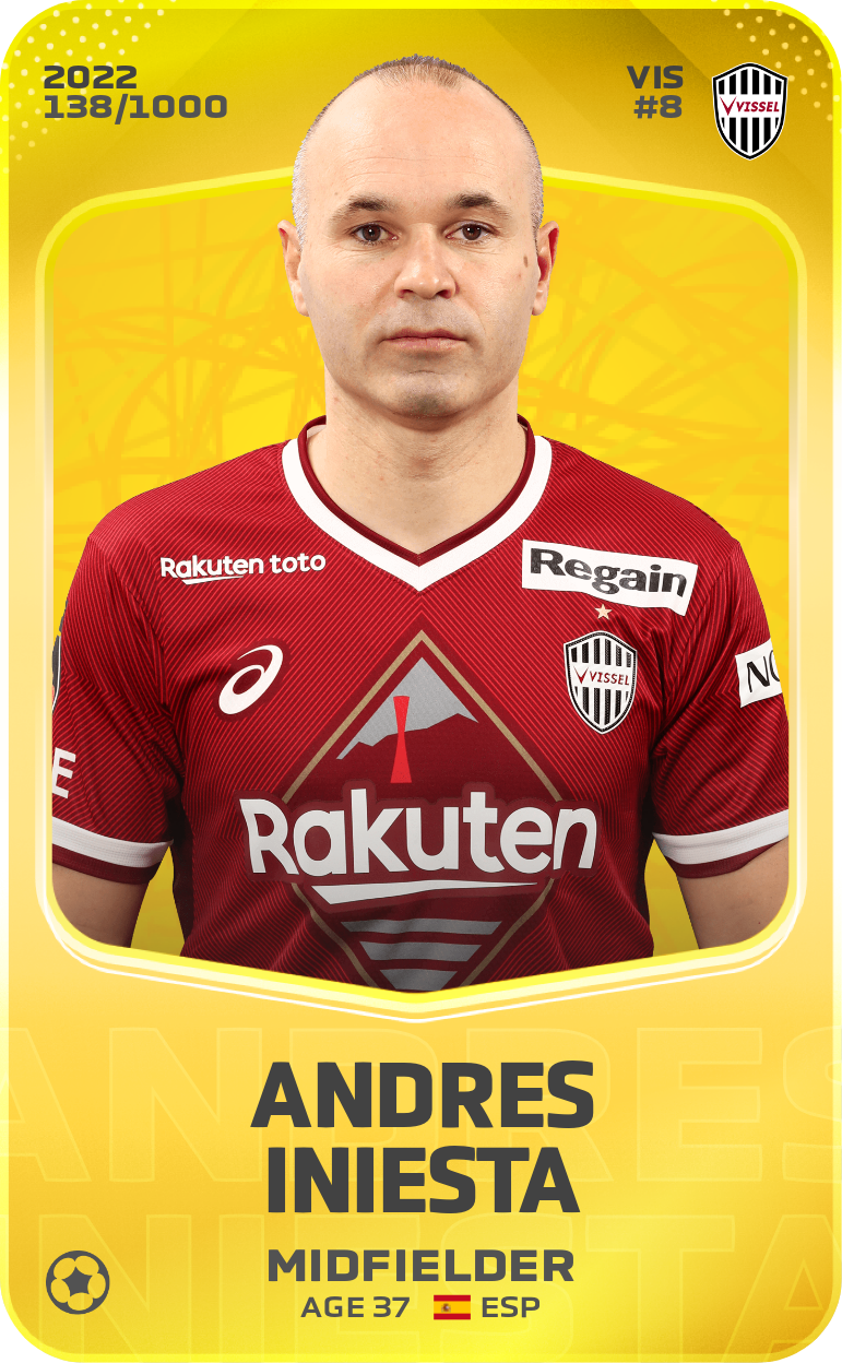 Sorare - Sorare Official - Andres Iniesta 2022-23 • Limited 138/1000 - NFT # 72326460593275939344739866547115957146004619295037660606639995938798371889554