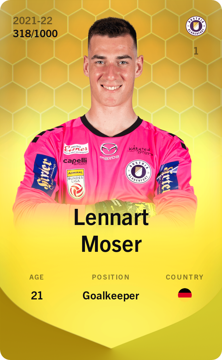 Sorare - Sorare Official - Lennart Moser 2021-22 • Limited 318/1000 - NFT # 69469042866266915362557054420010790430096948353012739995799680050466033043284