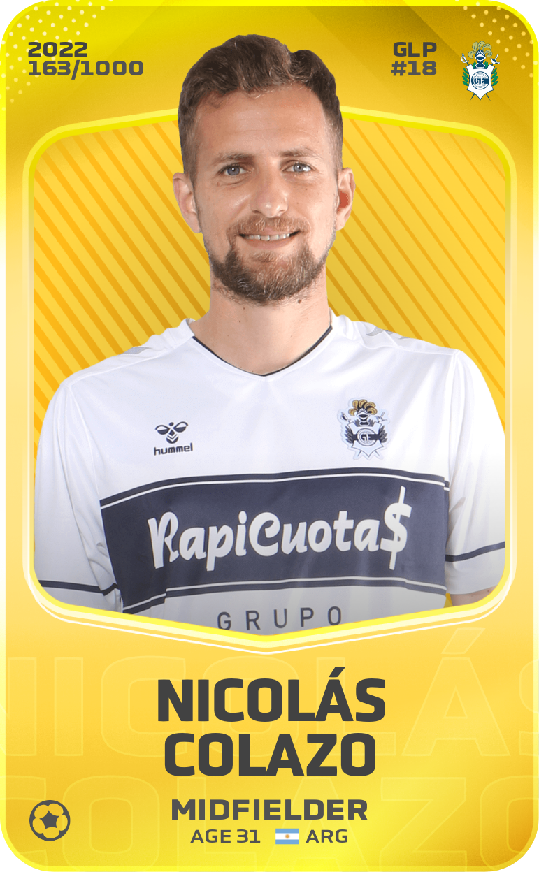 Sorare - Sorare Official - Nicolás Colazo 2022-23 • Limited 163/1000 - NFT # 105448517555403821395414169723910691897190430795786409794657492764865100178131