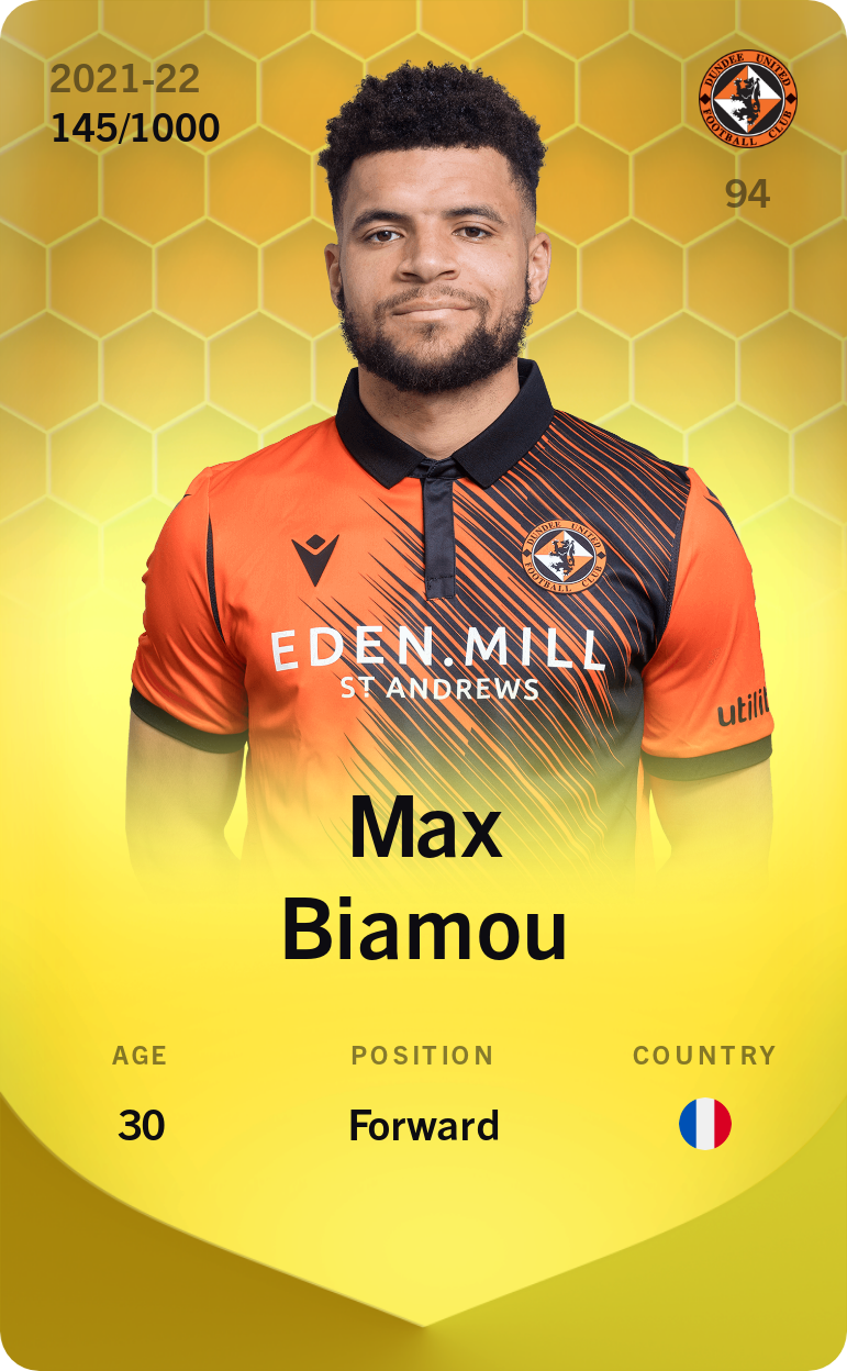 Sorare - Sorare Official - Max Biamou 2021-22 • Limited 145/1000 - NFT # 106110069276908911229272917944667806418315536511751770562851965253249989361870