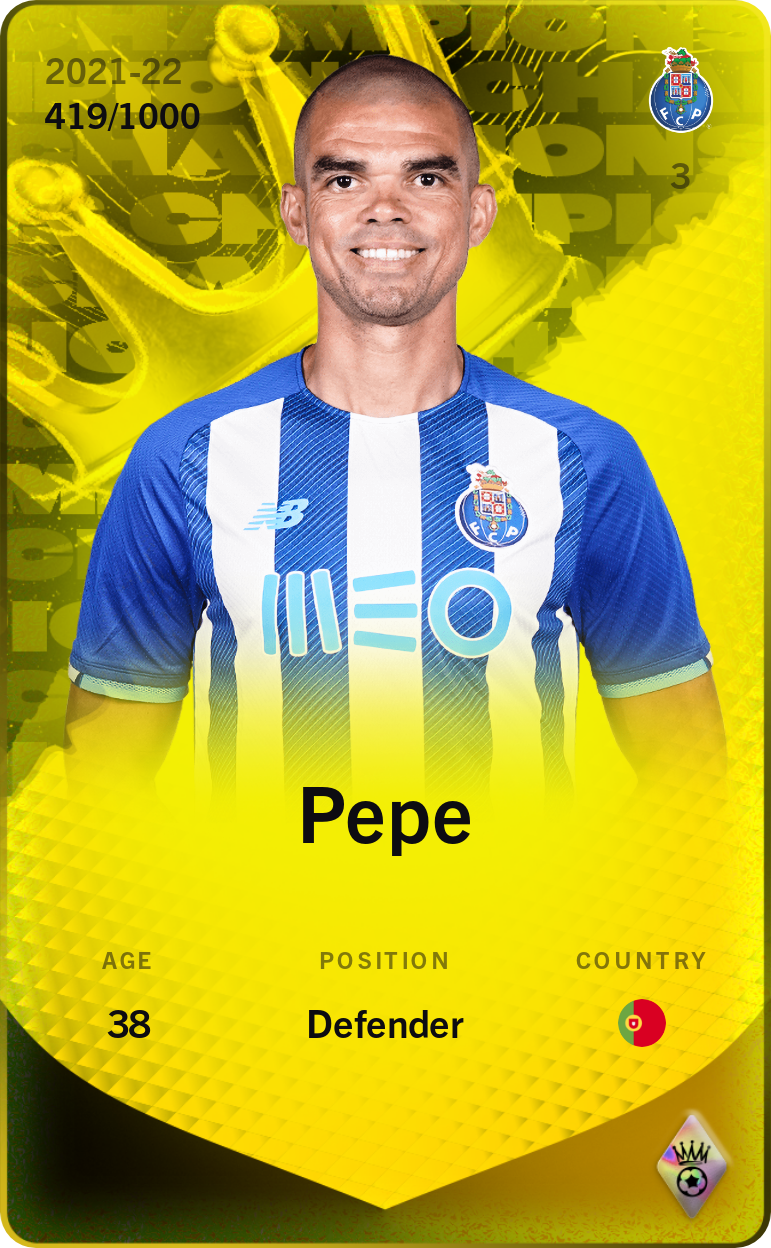 Sorare - Sorare Official - Pepe 2021-22 • Limited 419/1000 - NFT # 104820839653963622378607968661720124232068323265055110756575517568187546167049