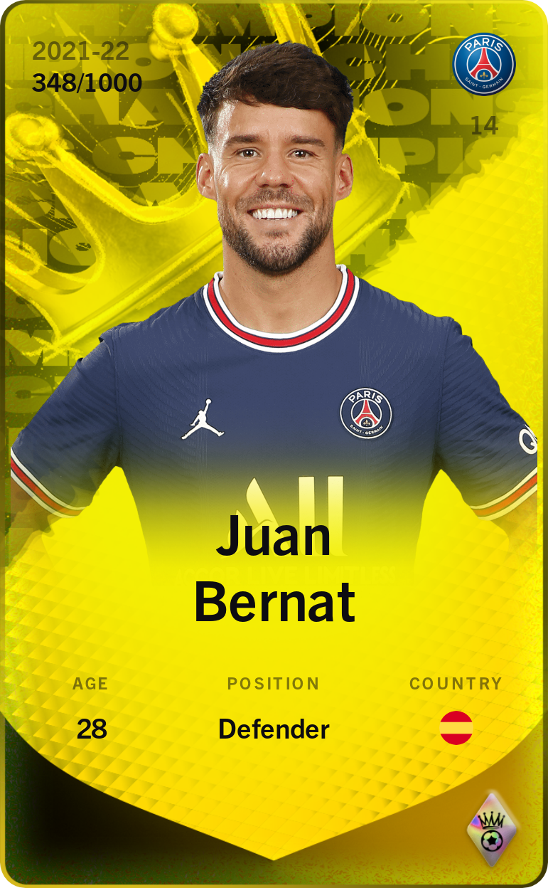 Sorare - Sorare Official - Juan Bernat 2021-22 • Limited 348/1000 - NFT # 20860564544589967256151459948772268186937600429086489092971038669430471820393