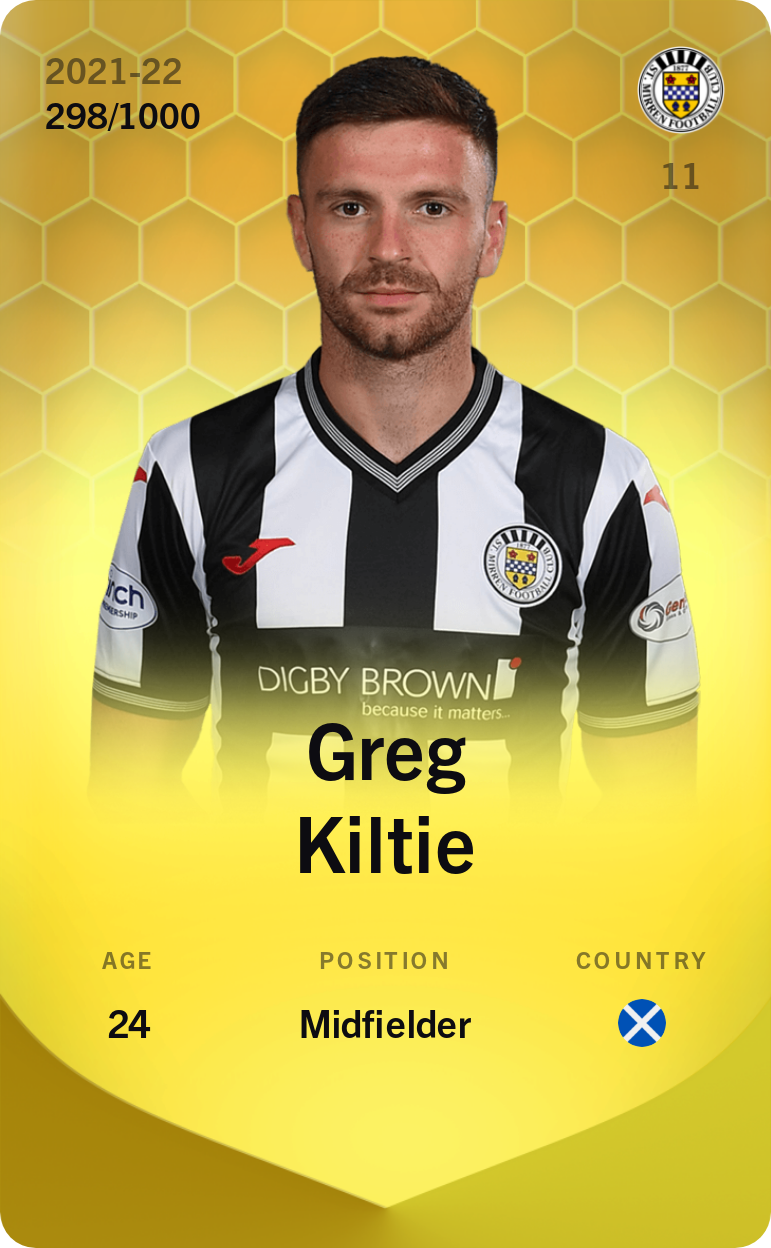 Sorare - Sorare Official - Greg Kiltie 2021-22 • Limited 298/1000 - NFT # 94009071010670727078738382743114344365558858366950022103212780853283135753572