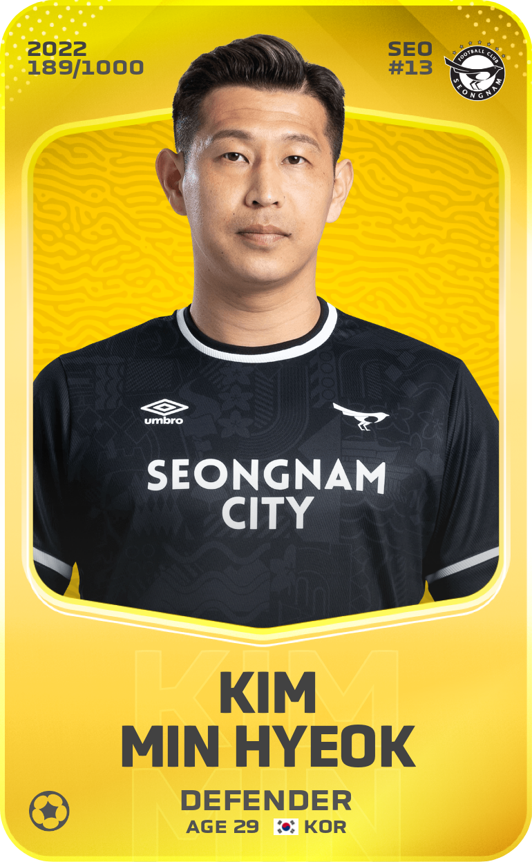 Sorare - Sorare Official - Kim Min Hyeok 2022-23 • Limited 189/1000 - NFT # 8510438505577009413604309991805275120946132181343777404454424088141222225589